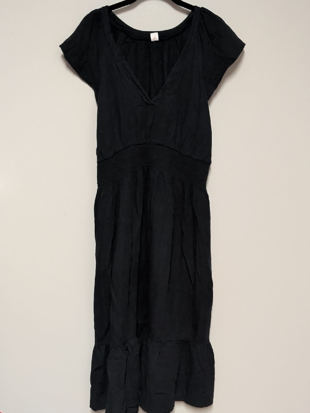 Old Navy Black V-Neck Maxi Dress with Smocked Waist